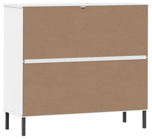 vidaXL Shoe Cabinet Shoe Cubby Shoe Rack with Metal Legs White Solid Pine Wood