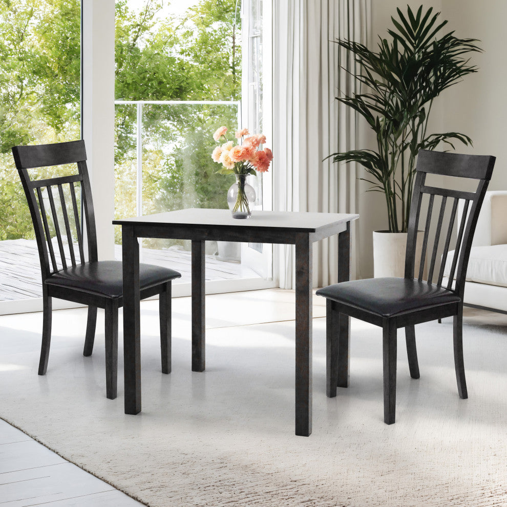 Set of 4 Classic Style Solid Wood Warm Dining Chairs, Espresso/Pu Leather