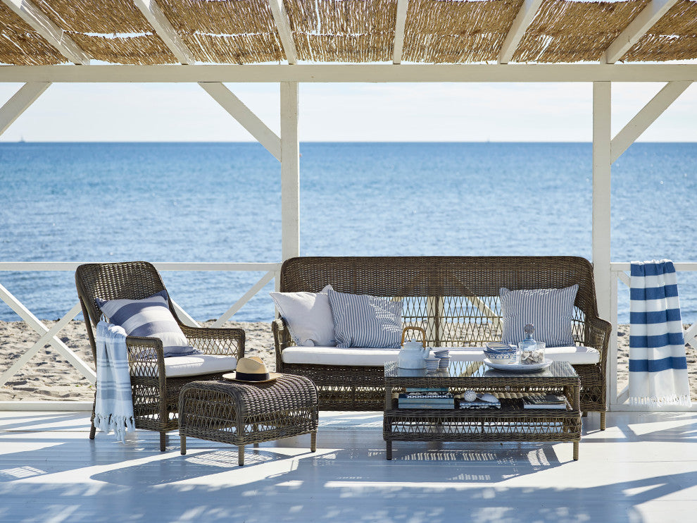 Dawn Outdoor 3-Seater Sofa, Antique, Polyester Snow White Cushion