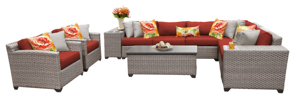 Florence 11 Piece Outdoor Wicker Patio Furniture Set 11d
