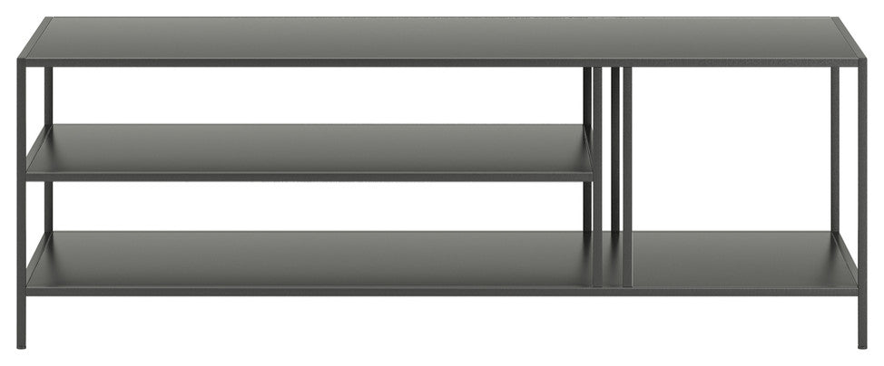 48" Gray Steel Coffee Table With Two Shelves