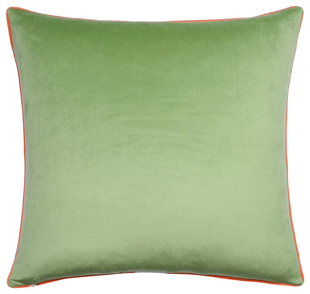 Dann Foley Double Sided Pillow Floral Print and Green Velvet Left