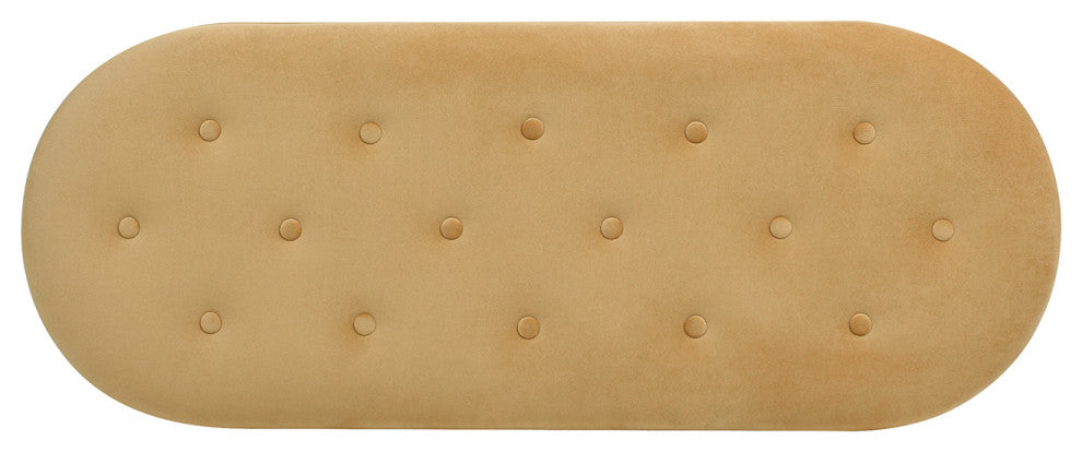 Melinda 48.5" Bullion Fringe Oval Storage Bench, Gold