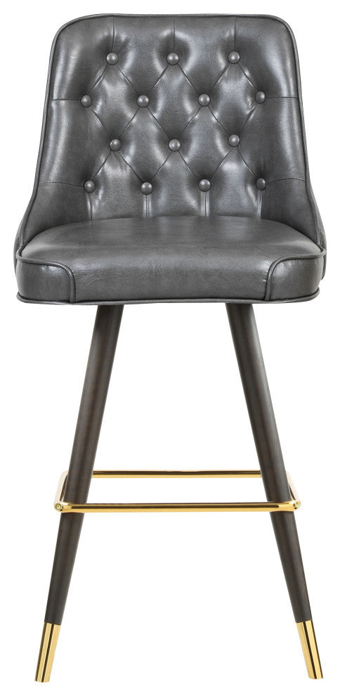 Portnoy Faux Leather Upholstered Bar Stool, Set of 2, Grey