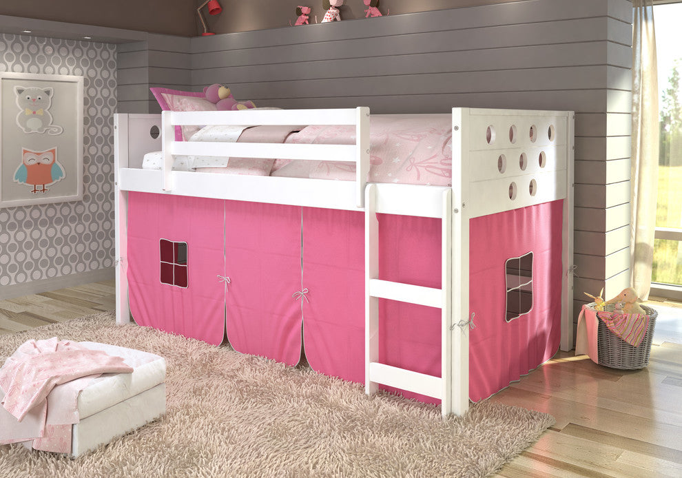 Donco Kids McDonald Low-Loft Bed With Pink Tent, Twin