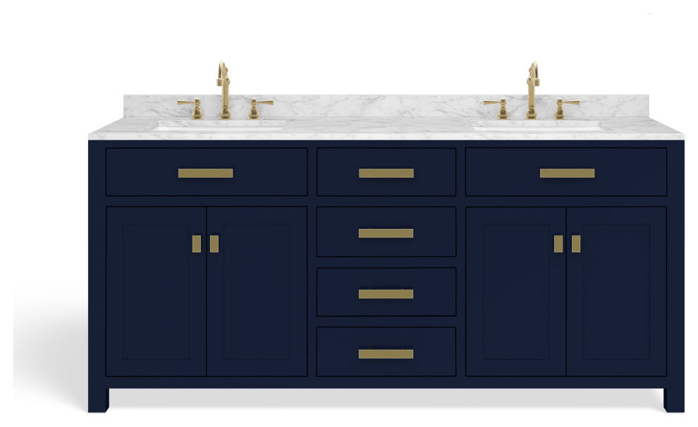 The Savoy Bathroom Vanity, Monarch Blue, 72", Double, With Mirror, Freestanding