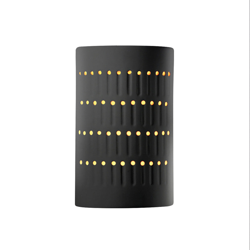 Ambiance Small Cactus Cylinder Wall Sconce, Open, Carbon Black, Gold, E26
