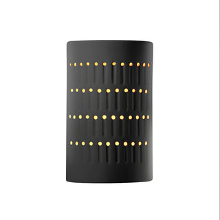 Ambiance Small Cactus Cylinder Wall Sconce, Open, Carbon Black, Gold, E26