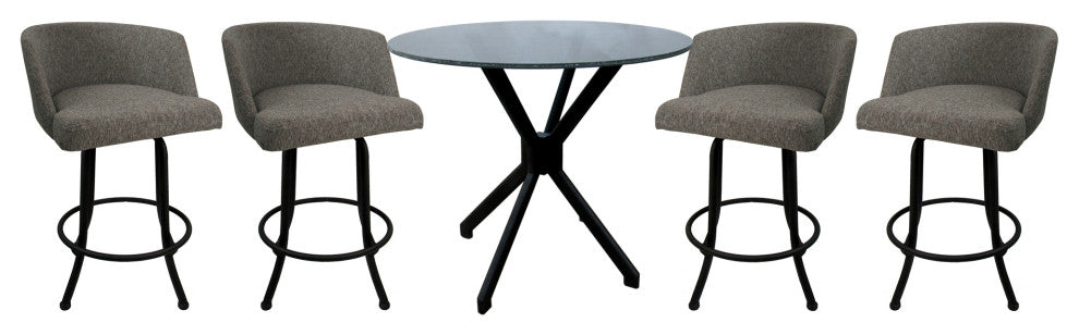 Swivel Counter Metal Pub Set - Joey Stools 26" or 30", Mojave Grey - Black, 30", Crackle