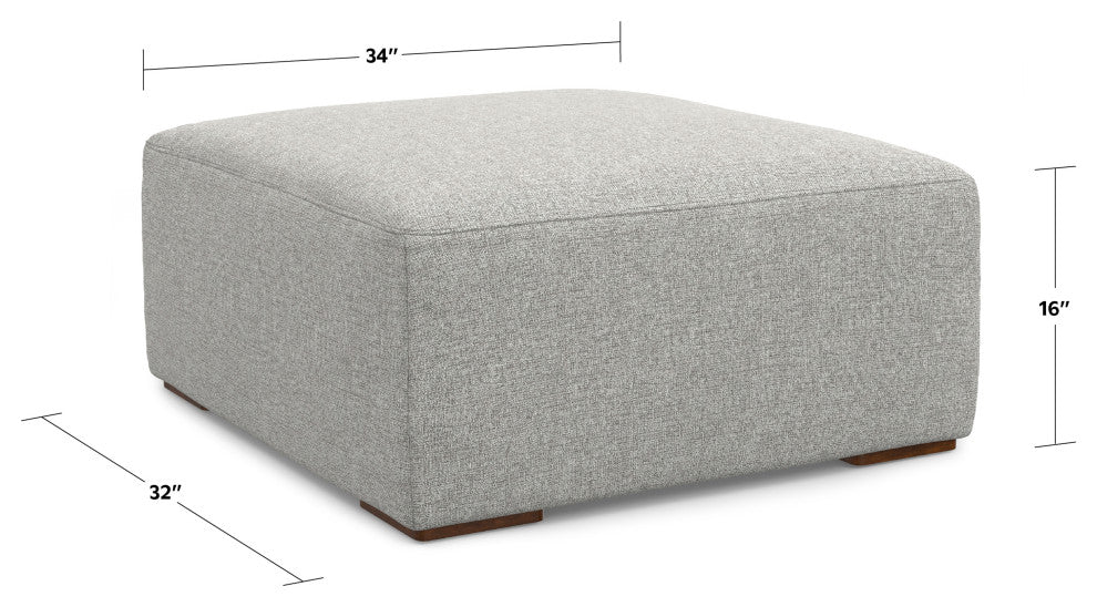 Rex Ottoman in Tightly Woven Performance Fabric, Fully Assembled