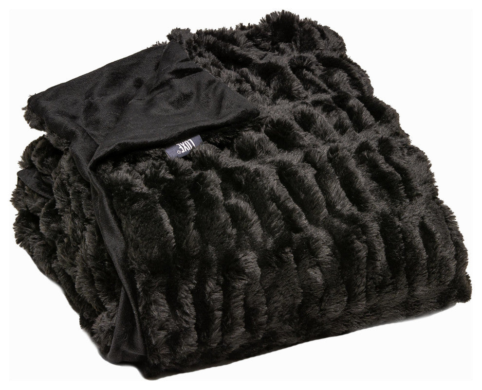 Signature Faux Fur Throw 50"x60", Cony Black