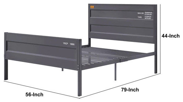Benzara BM204613 Metal Full Size Bed with Straight Leg Support, Gray