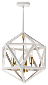 Arcturus 3-Light Chandelier, Matte White, Matte White and Vintage Bronze