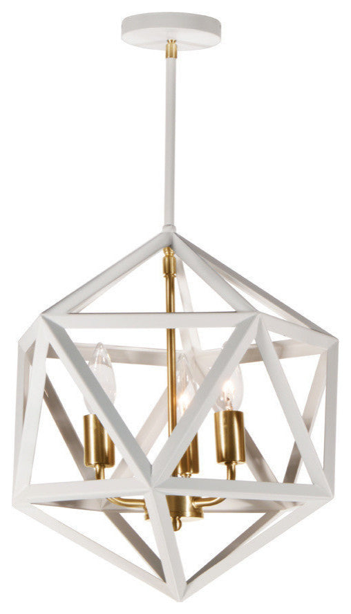 Arcturus 3-Light Chandelier, Matte White, Matte White and Vintage Bronze