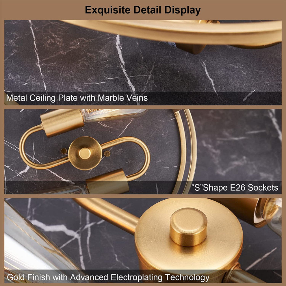 2 light Flush Mount Ceiling Light Fixture farmhouse ceiling lamp with brass