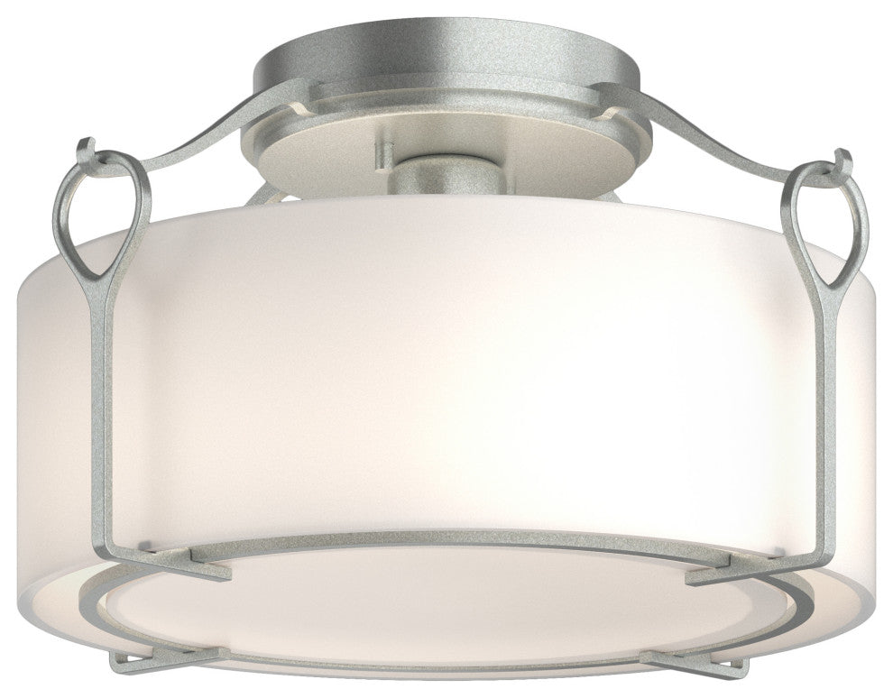 Bow Medium Semi-Flush, Vintage Platinum Finish, Opal Glass