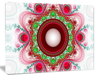 Pink Fractal Pattern with Circles, Abstract Canvas Art Print, 20x12