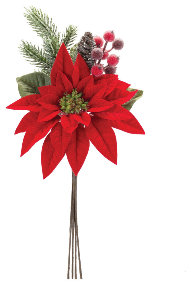 Poinsettia Flower Pick, Set of 2