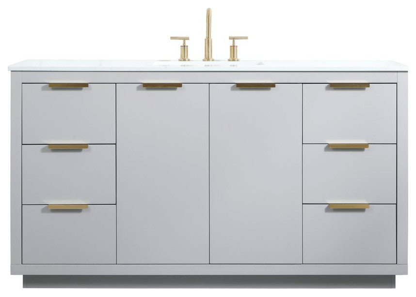 Bethany Single Bathroom Vanity, Gray, 60"