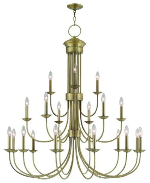 Livex Lighting Estate Light Foyer Chandelier, Antique Brass