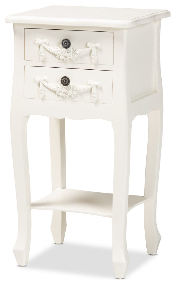 Eliya Classic and Traditional White Finished Wood 2-Drawer Nightstand