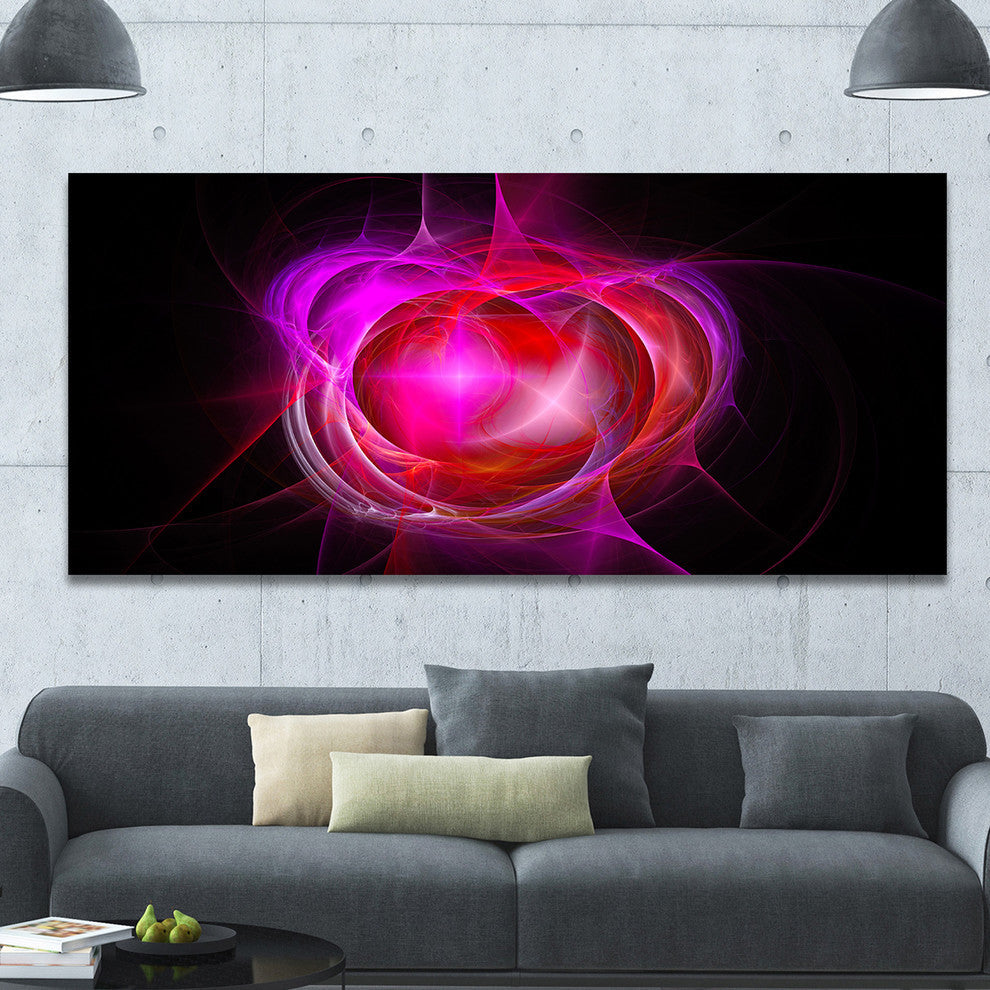 Red Fractal Explosion Supernova, Oversized Abstract Canvas Art Print, 60x28