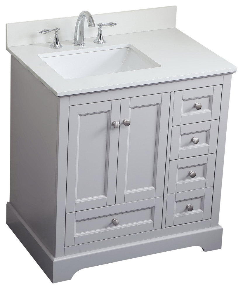 Elegant VF15532GR-BS 32"Single Bathroom Vanity, Gray With Backsplash