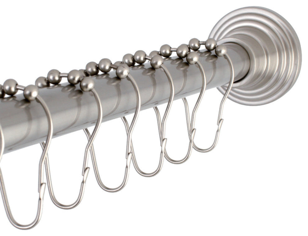 Kingston Brass Adjustable Shower Curtain Rod With Ring Combo, Brushed Nickel