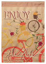 Fall Bike Enjoy Ride Flag, Burlap, Garden