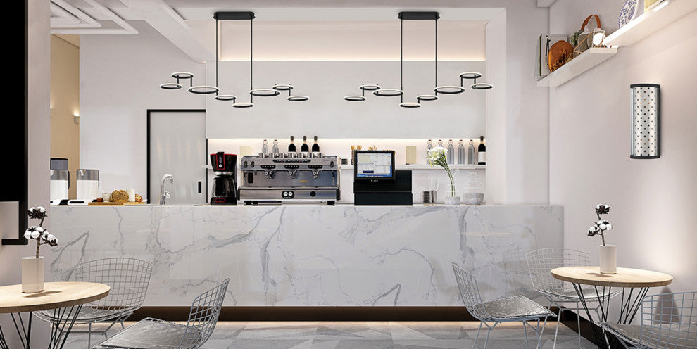 8L LED Chandelier, Matte Black