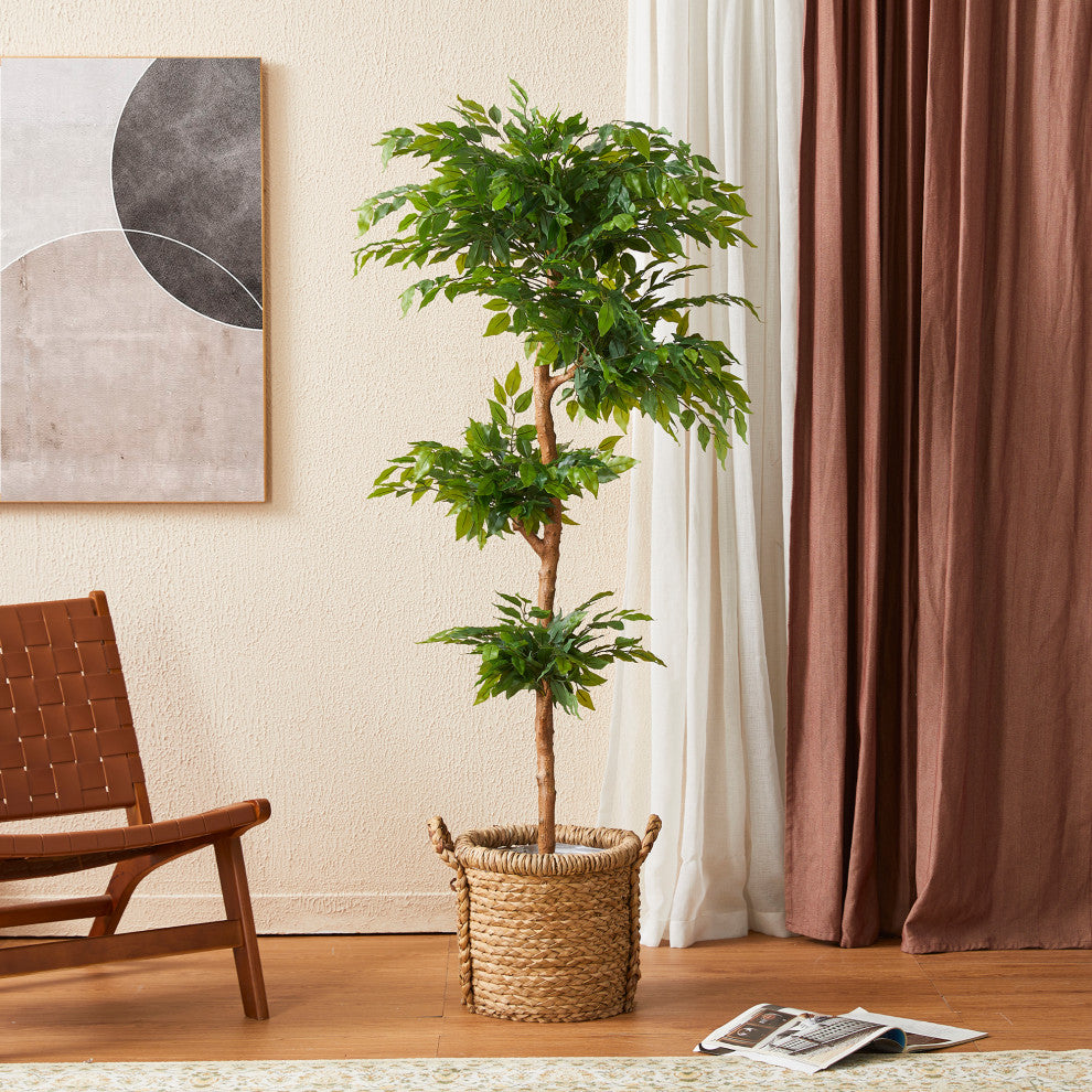 5' Creative Shaped Faux Ficus Tree in Pot