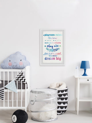 "Dreamy Playroom Rules" Framed Painting Print, 8"x12"