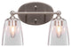 Capri 2-Light Bath Bar, Brushed Nickel/Square Clear Bubble