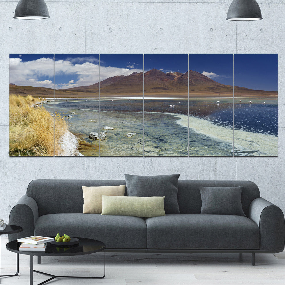 Desert Lake Laguna Canapa on Sunny Day, Seashore Canvas Art, 70"x28", 6 Panels