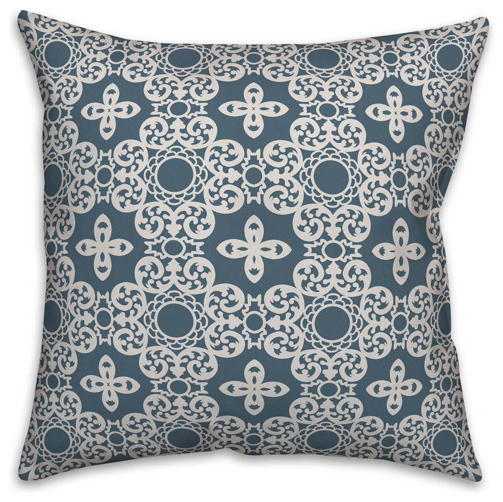 Dusty Blue Tile 16x16 Throw Pillow