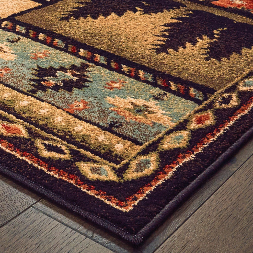 8"x10" Black and Brown Nature Lodge Area Rug