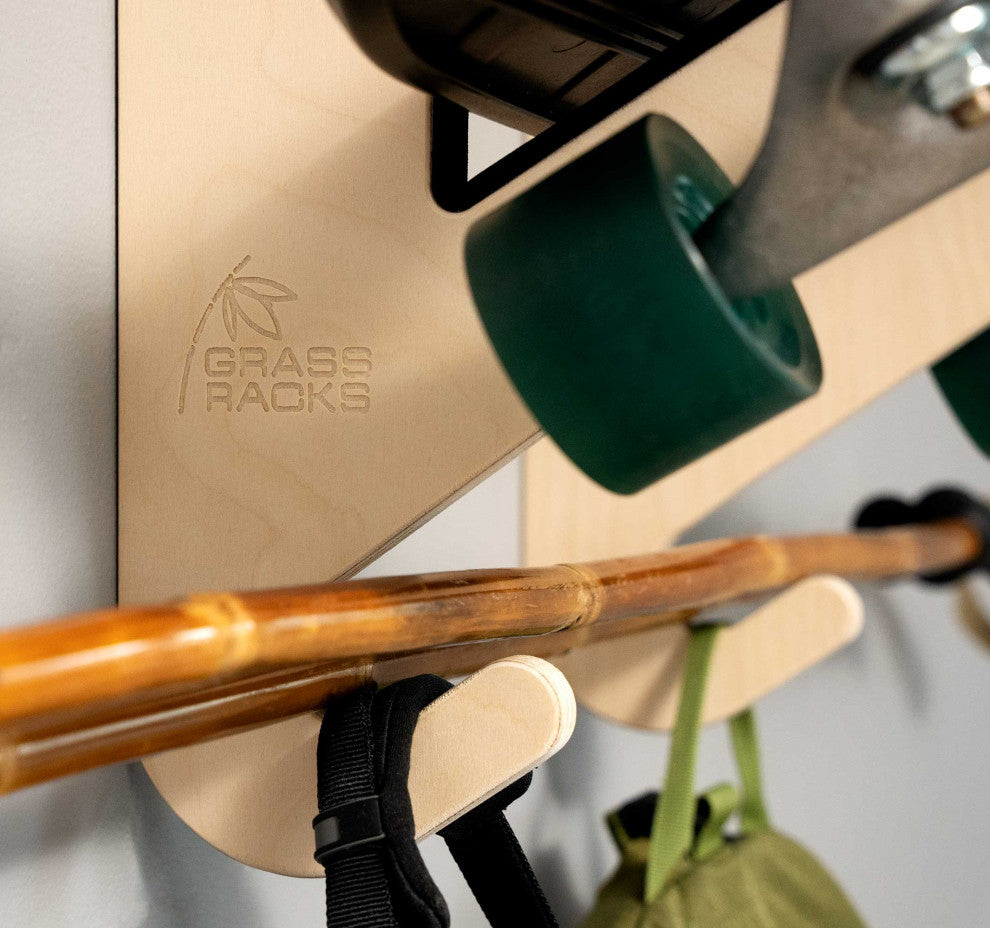 Bamboo Skateboard Rack & Snowboard Rack - The Moloka'i Series, Birch, Trip