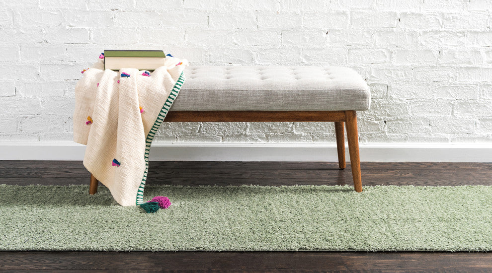 Unique Loom Sage Green Studio Solid Shag 2' 0 x 6' 7 Runner Rug