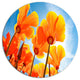 Yellow Spring Flowers On Blue, Modern Floral Disc Metal Wall Art, 23"