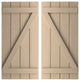 Rustic 4 Board Joined B-N-B Faux Wood Shutters, Rough Cedar, 22x82"