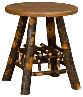 Hickory Log Round Lamp Table, Hickory & Oak