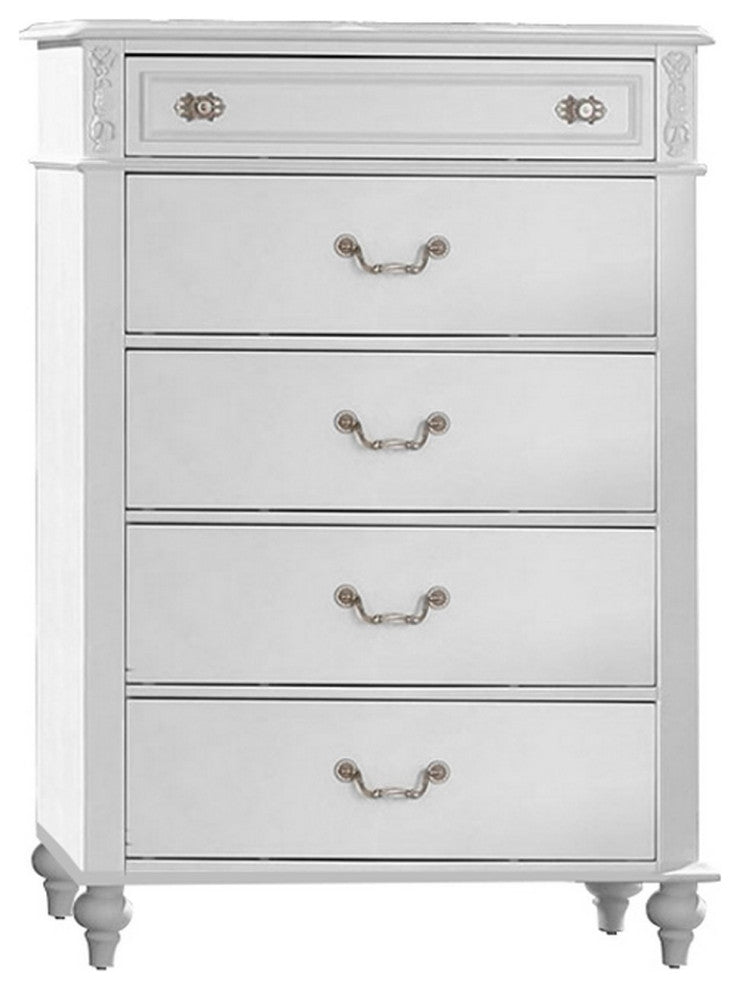 Chest with Molded Trim and Ornate Carvings, White
