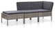 vidaXL 3-Piece Garden Lounge Set With Cushions Poly Rattan Gray
