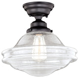 Huntley 12" Semi Flush Ceiling Light Clear Glass Oil Rubbed Bronze
