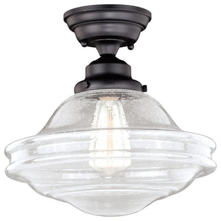 Huntley 12" Semi Flush Ceiling Light Clear Glass Oil Rubbed Bronze