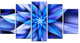 Dancing Blue Flower Petals, Large Floral Canvas Art Print, 60"x32", 5 Panels