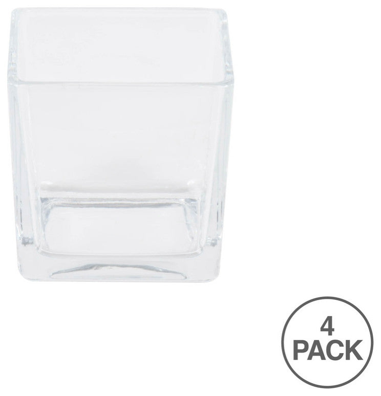Vickerman Lg184501 3" Clear Cube Glass Container. Includes Four Pieces
