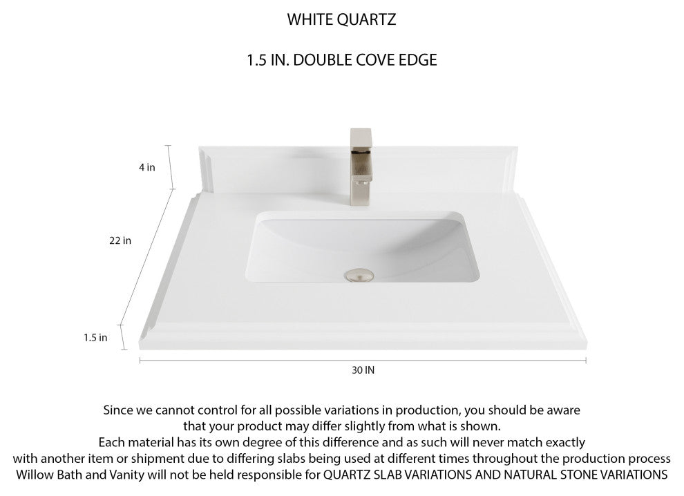 Malibu Mango 30 Single Sink Bath Vanity in White Washed 1.5" White Quartz