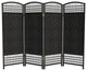 4' Tall Fiber Weave Room Divider, Black, 4 Panels