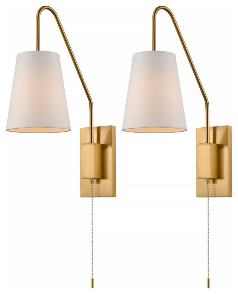 Modern Brass Wall Lamps Plug-In Wall Lights, Set of 2